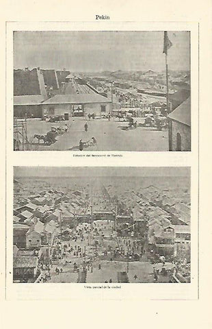 LAMINA ESPASA 23932: Estacion y vista de Pekin