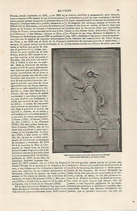 LAMINA ESPASA 23935: Monumento a Julio Michelet en Paris
