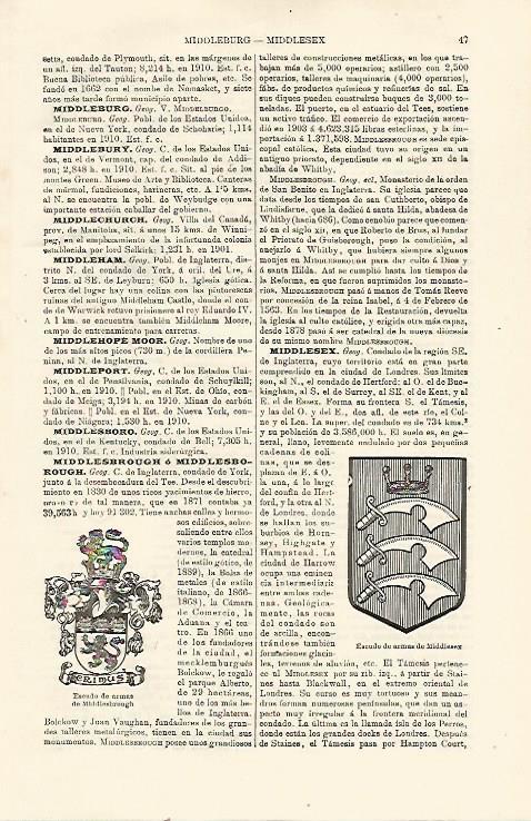 LAMINA ESPASA 23937: Escudo de armas de Middlesex