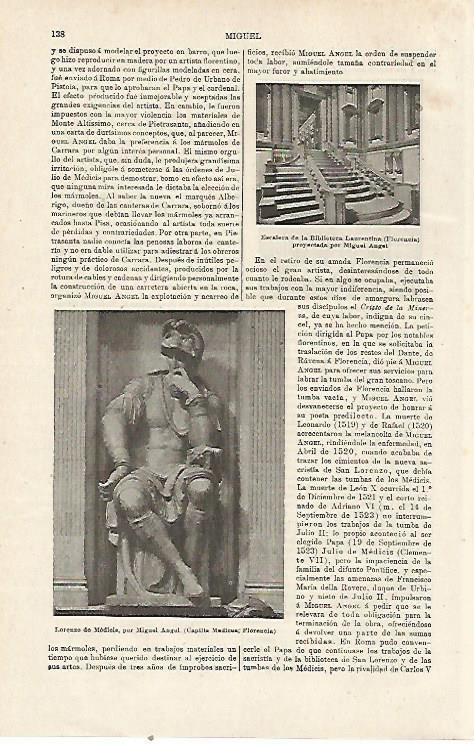 LAMINA ESPASA 23956: Lorenzo de Medicis por Miguel Angel