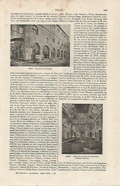 LAMINA ESPASA 23978: Palacio de la Razon de Milan