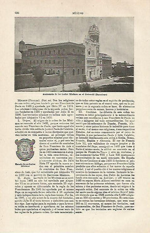 LAMINA ESPASA 24043: Residencia de los frailes Minimos en el Guinardo de Barcelona
