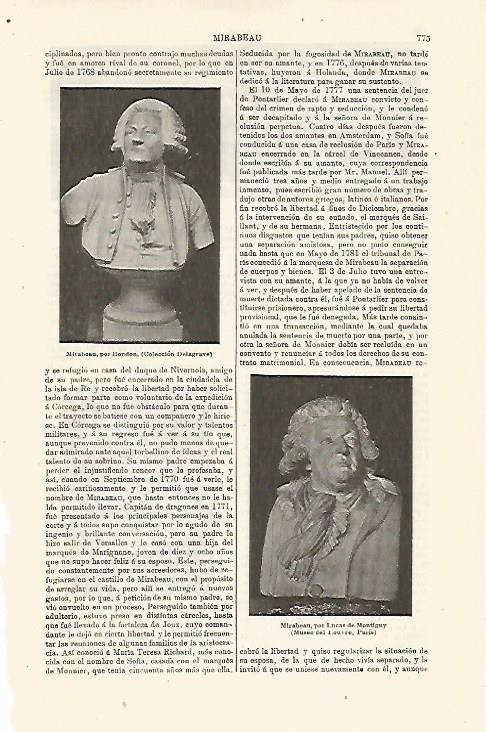 LAMINA ESPASA 24062: Mirabeau por Houdon y por Montigny