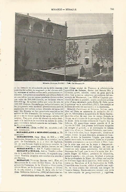 LAMINA ESPASA 24063: Monasterio del Miracle en Solsona (Lleida)