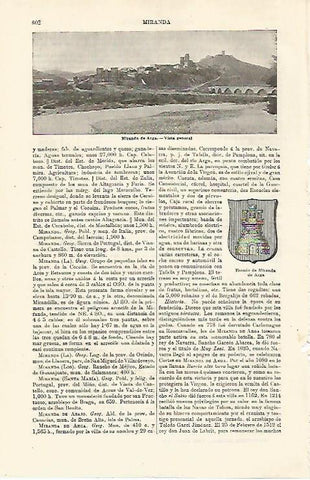 LAMINA ESPASA 24071: Vista y escudo de Miranda de Arga