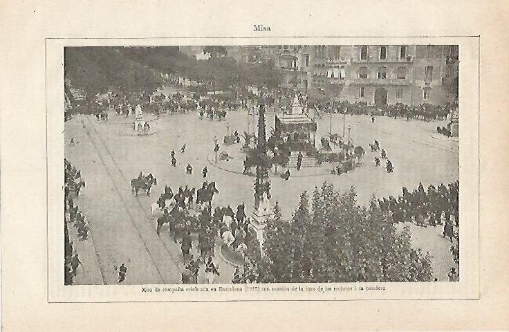 LAMINA ESPASA 24083: Misa de campaña en Barcelona en 1917