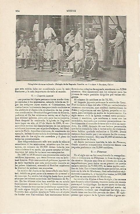 LAMINA ESPASA 24103: Colegiatas tartaras tejiendo en Fu-Cheu (China)