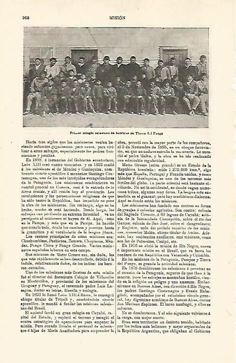 LAMINA ESPASA 24118: Primer colegio salesiano en Tierra de Fuego