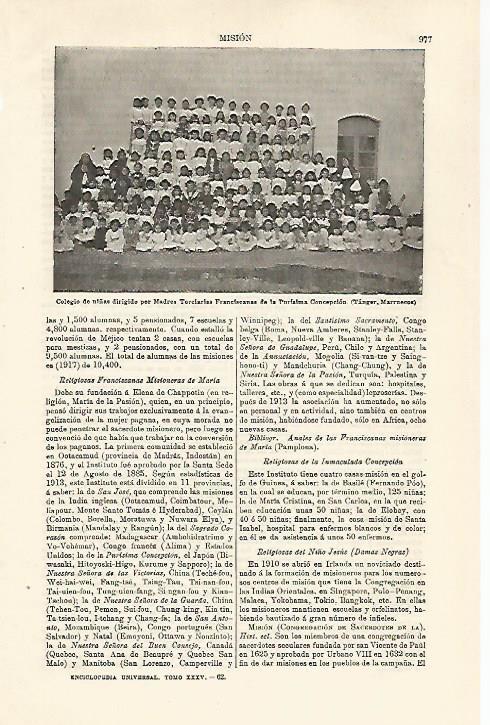 LAMINA ESPASA 24122: Colegio de niñas de las Franciscanas en Tanger Marruecos
