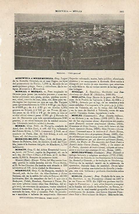 LAMINA ESPASA 24125: Vista de Miskolcz en Hungria