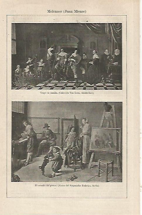 LAMINA ESPASA 24189: Grupo de familia y El estudio del pintor por Molenaer