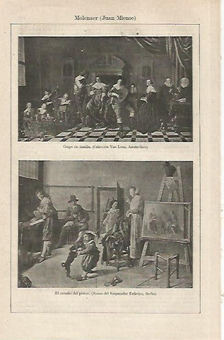 LAMINA ESPASA 24189: Grupo de familia y El estudio del pintor por Molenaer