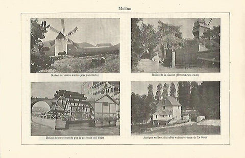 LAMINA ESPASA 24215: Molinos en Andraitx Paris Le Mans y en el Volga