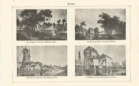 LAMINA ESPASA 24216: Molinos por Hobbema Jonkind y Cooke