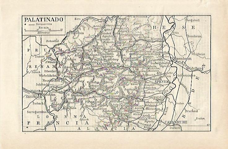LAMINA ESPASA 24251: Mapa de Palatinado en Alemania