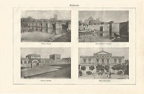 LAMINA ESPASA 24258: Vistas de la ciudad de Palencia