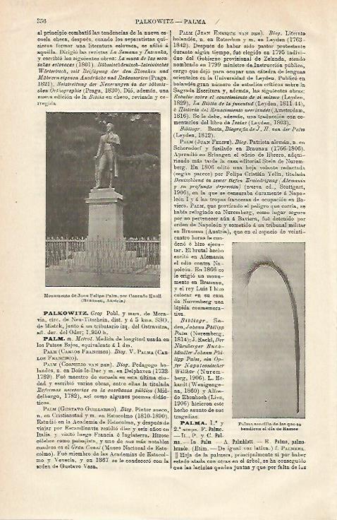 LAMINA ESPASA 24285: Monumento a Palm en Braunau (Austria)