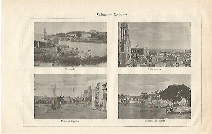 LAMINA ESPASA 24296: Ensenada Paseo de Sagrera y Puerto de Palma de Mallorca
