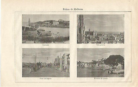 LAMINA ESPASA 24296: Ensenada Paseo de Sagrera y Puerto de Palma de Mallorca