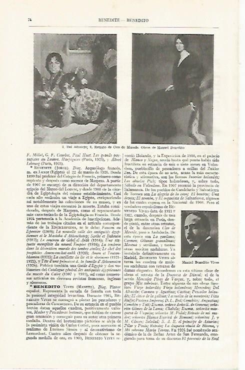 LAMINA ESPASA 24308: Del Albaicin y Retrato de Cleo de Merode por M. Benedito