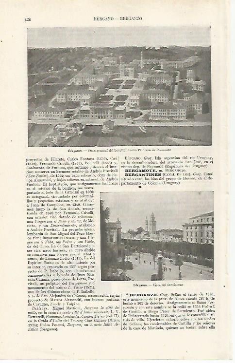 LAMINA ESPASA 24315: Hospital Princesa de Piamonte en Bergamo
