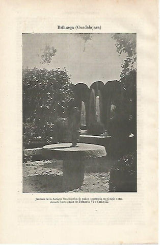 LAMINA ESPASA 24365: Jardines de la Antigua fabrica de Paños en Brihuega Guadalajara