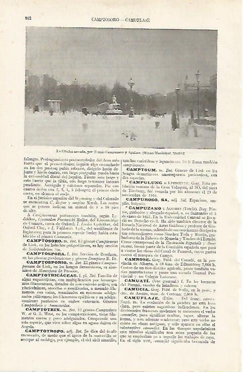 LAMINA ESPASA 24397: La Cibeles nevada por T. Campuzano y Aguirre