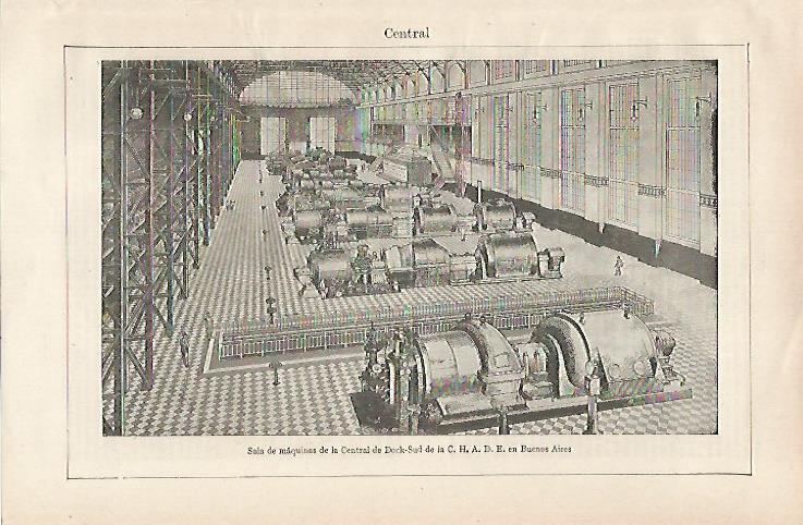 LAMINA ESPASA 24428: Sala de maquinas de la Central de Dock-Sud en Buenos Aires