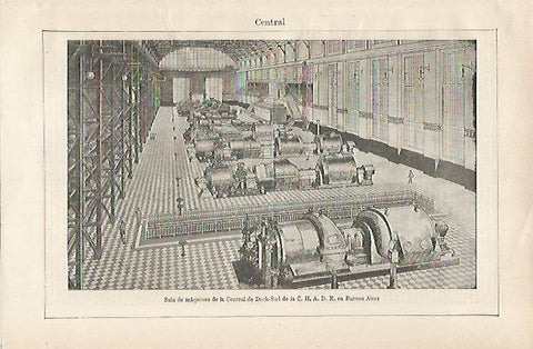 LAMINA ESPASA 24428: Sala de maquinas de la Central de Dock-Sud en Buenos Aires