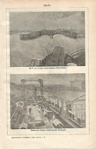 LAMINA ESPASA 24445: Muelle de Warnemunde y de Stralsund