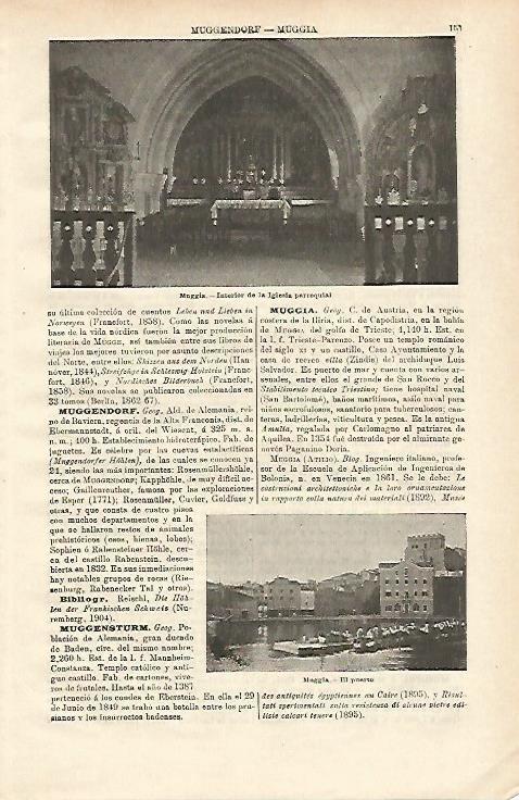 LAMINA ESPASA 24462: Iglesia y puerto de Muggia en Austria