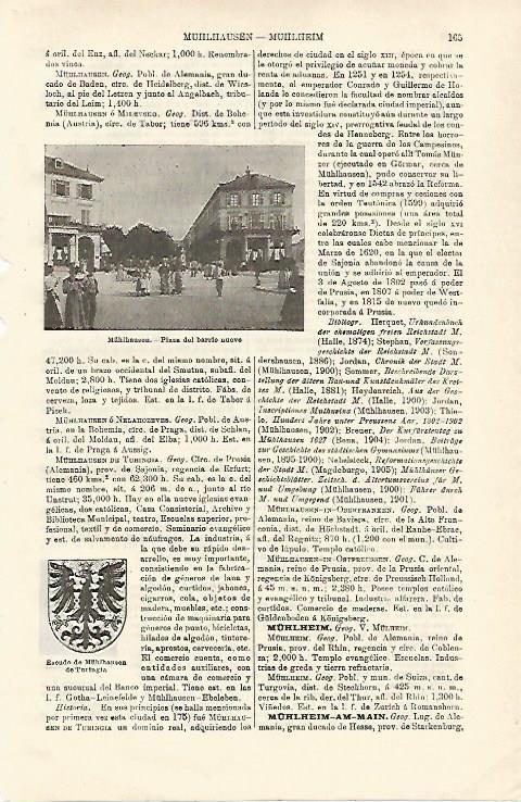 LAMINA ESPASA 24466: Plaza y escudo de Muhlhausen