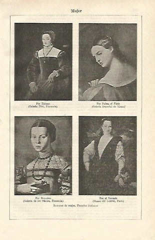 LAMINA ESPASA 24474: Retratos de mujer. Escuela Italiana