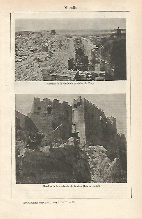 LAMINA ESPASA 24532: Murallas de Troya y de Lindos (Grecia)