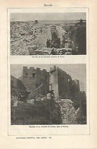 LAMINA ESPASA 24532: Murallas de Troya y de Lindos (Grecia)