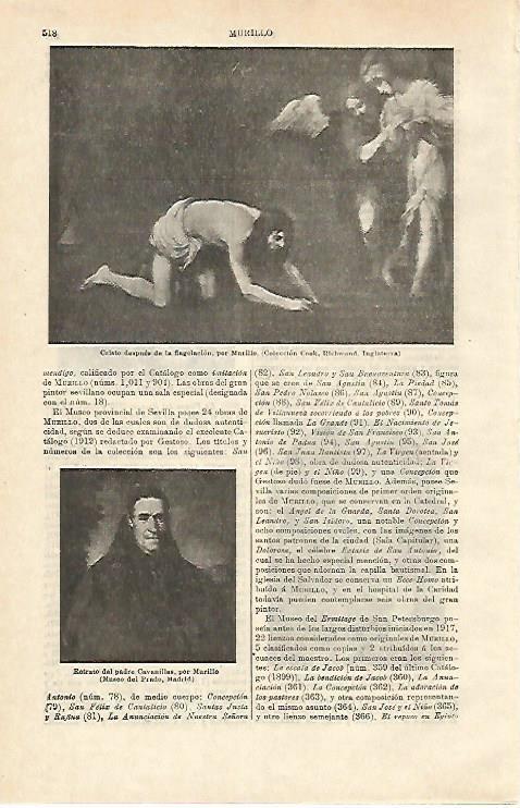 LAMINA ESPASA 24560: Cristo despues de la flagelacion y Retrato del padre Cavanillas por Murillo