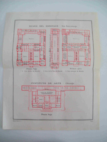LAMINA ESPASA 24583: Planta del Ermitage y del Instituto de Arte de Chicago