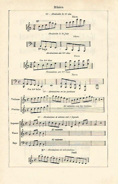 LAMINA ESPASA 24589: Musica. Abreviacion de 8a; alta