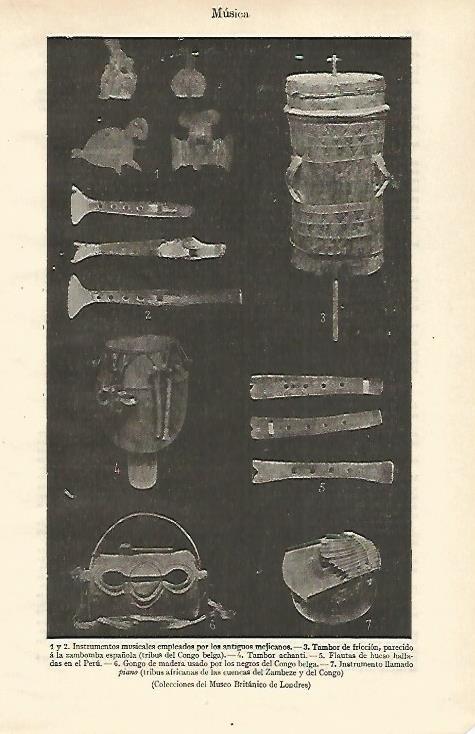LAMINA ESPASA 24597: Instrumentos del antiguo Mexico