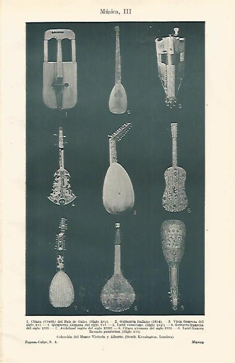LAMINA ESPASA 24602: Citaras de la Coleccion Victoria y Alberto de Londres