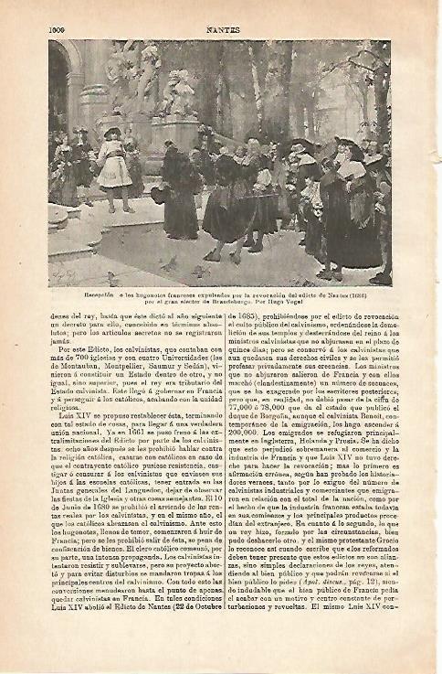 LAMINA ESPASA 24646: Recepcion a los hugonontes por H. Vogel