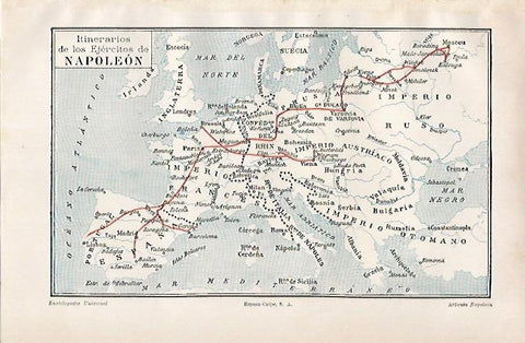 LAMINA ESPASA 24650: Mapa de los itinerarios de los ejercitos de Napoleon