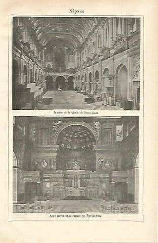 LAMINA ESPASA 24658: Iglesia de Santa Clara y Capilla del Palacio Real de Napoles