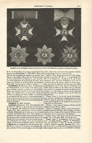 LAMINA ESPASA 24676: Insignias de la Orden del Leon y de Adolfo de Nassau