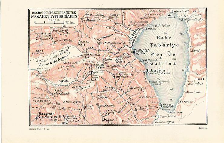 LAMINA ESPASA 24711: Mapa de la region entre Nazaret y Tibereiades