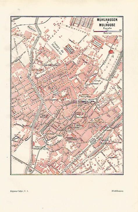 LAMINA ESPASA 24720: Plano de Muhlhausen o Mulhouse