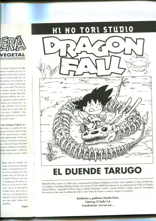 Dragon Fall numero 02 (firma y dibujo primera pagina de los autores)