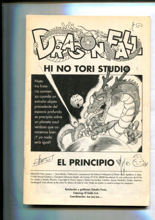 Dragon Fall numero 01 (firma y dibujo primera pagina de los autores)