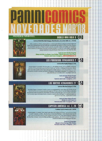 PANINI COMICS NOVEDADES: Marzo 2008 (Panini 2008)
