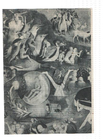 El Museo del Prado, laminas 09 y 10: El Jardin de las delicias y fragmento del cuadro (El Bosco)